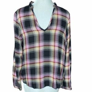Cloth & Stone for Anthropologie Plaid Top. Size XS